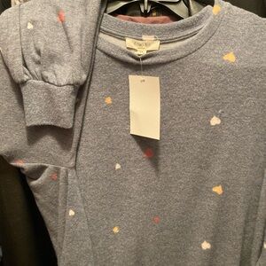 Como Blu Blue Sweater with Heart Accents